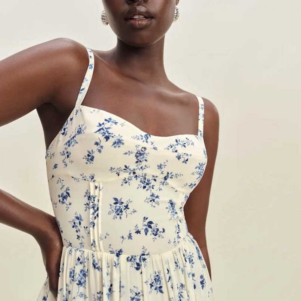 NWT $278 Reformation Dina Dress size 4 Floral Print Midi Dress - Picture 3 of 14